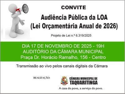 Audiência Pública - apresentação e discussão de Lei Orçamentária 2026