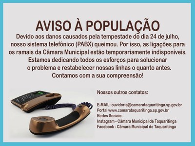 Aviso à população